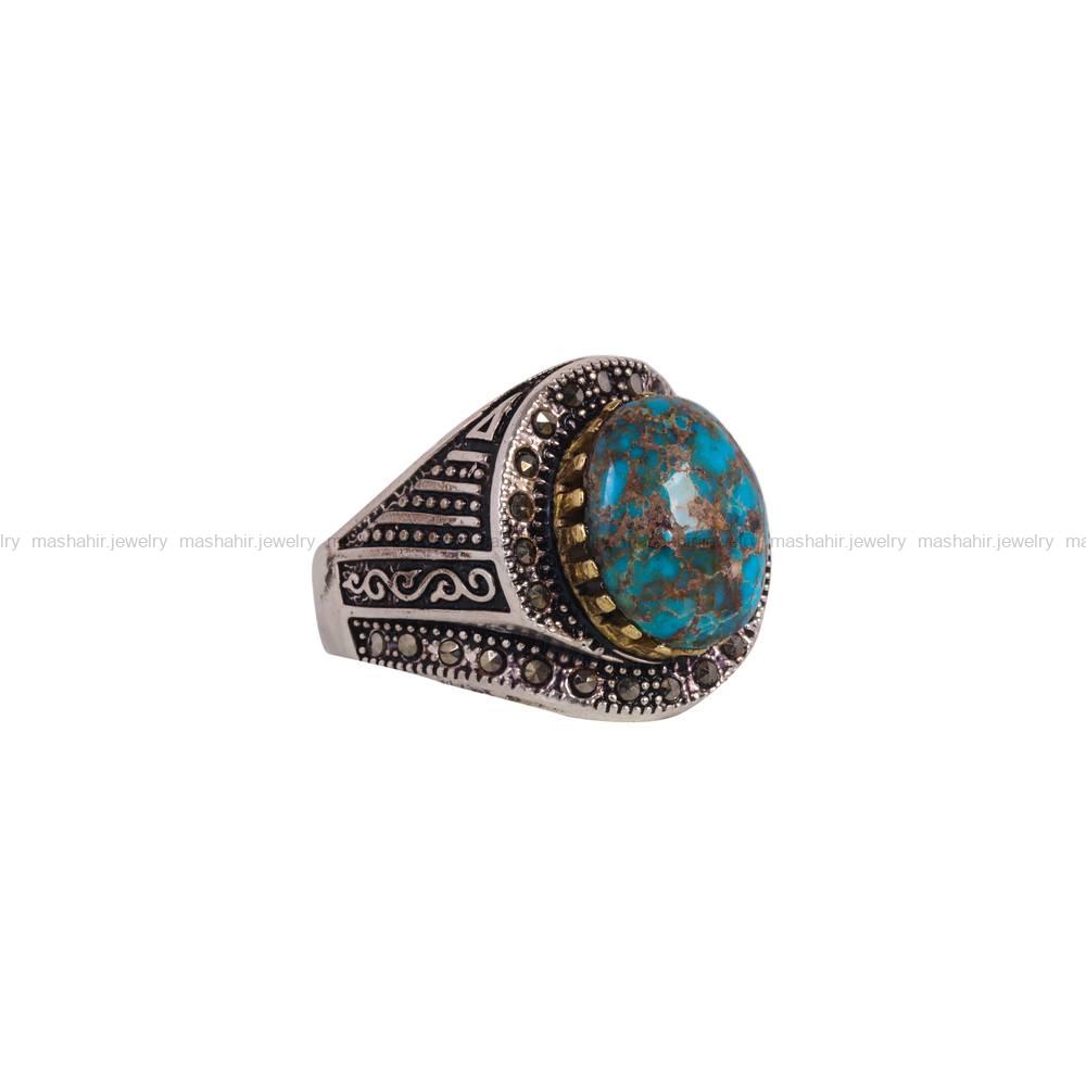 انگشتر فیروزه شجری مردانه کد 6469