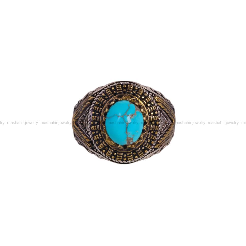 انگشتر فیروزه شجری مردانه کد 6475