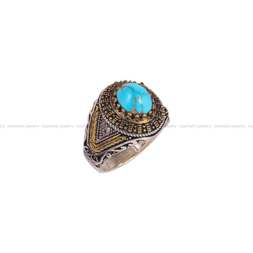 انگشتر فیروزه شجری مردانه کد 6475