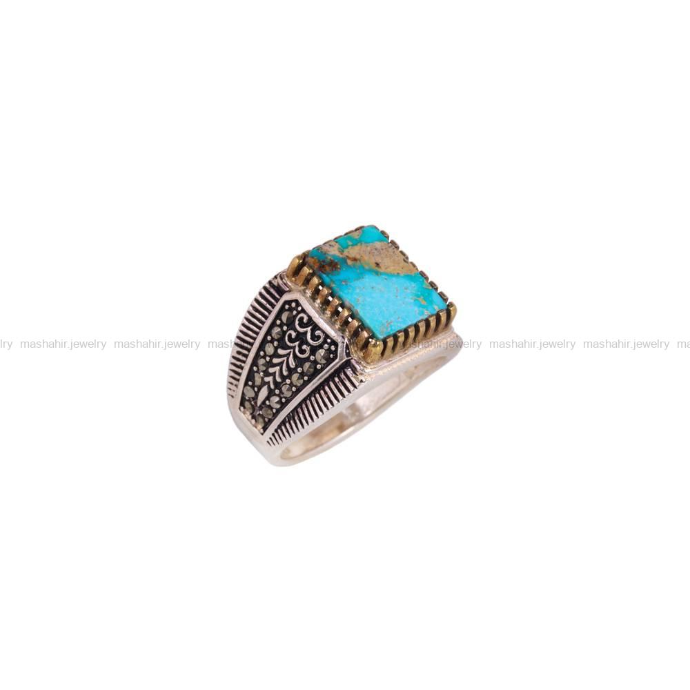 انگشتر فیروزه شجری مردانه کد 6478