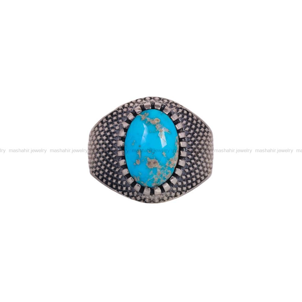 انگشتر فیروزه شجری مردانه کد 6479