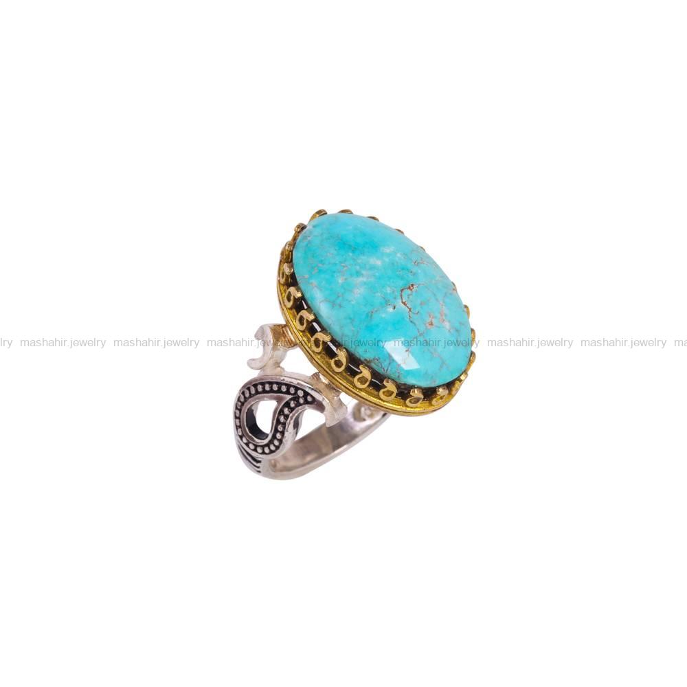 انگشتر فیروزه شجری مردانه کد 6483