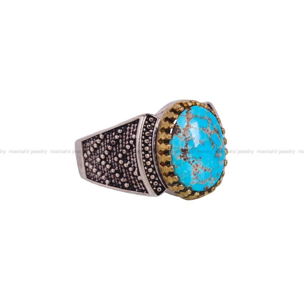 انگشتر فیروزه شجری مردانه کد 6484