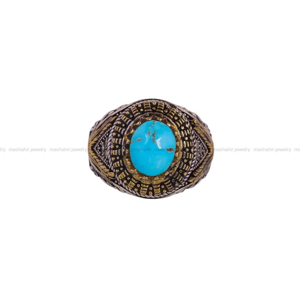 انگشتر فیروزه شجری مردانه کد 6485