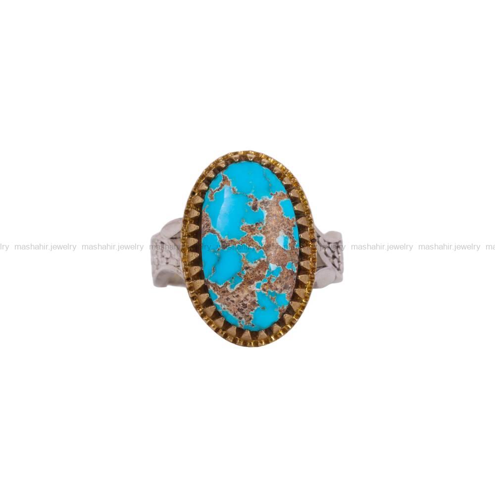 انگشتر فیروزه شجری مردانه کد 6494