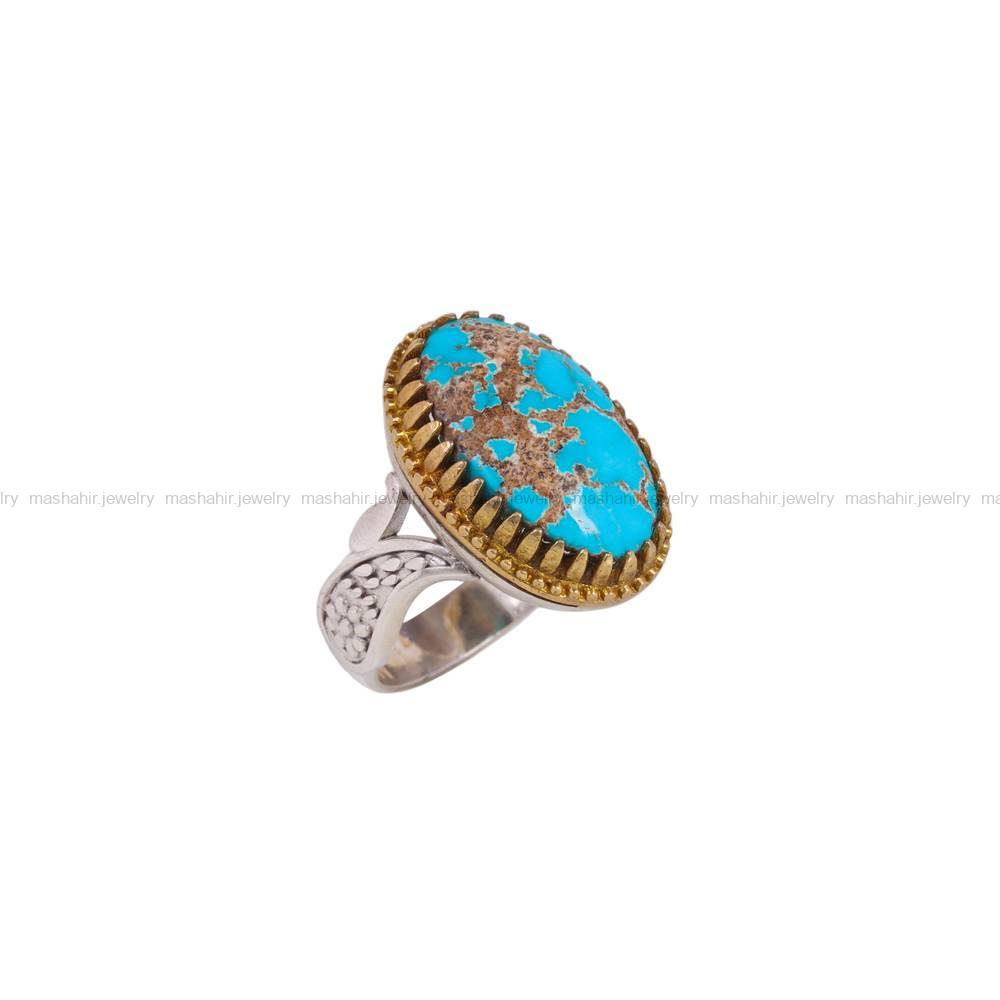 انگشتر فیروزه شجری مردانه کد 6494