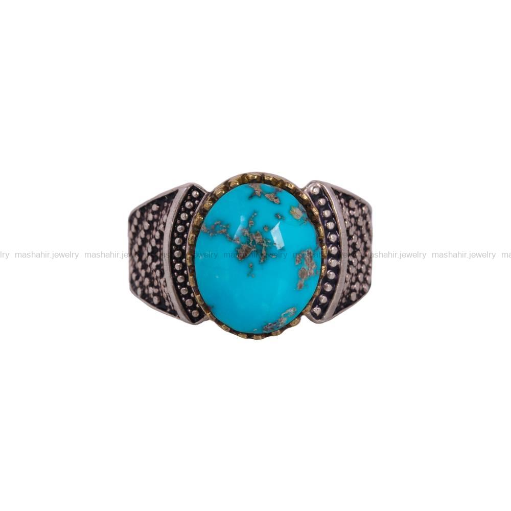 انگشتر فیروزه شجری مردانه کد 6498