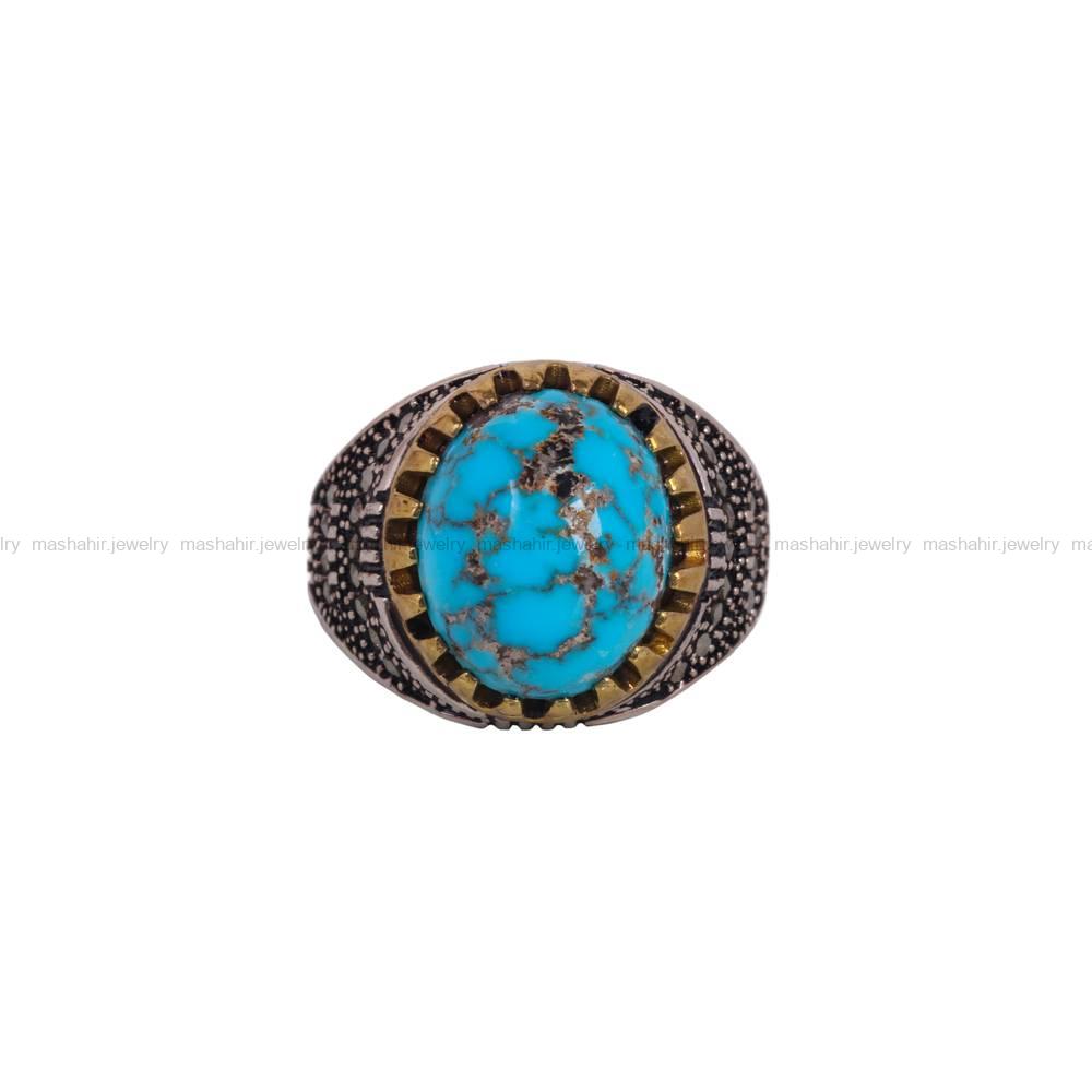 انگشتر فیروزه شجری مردانه کد 6500