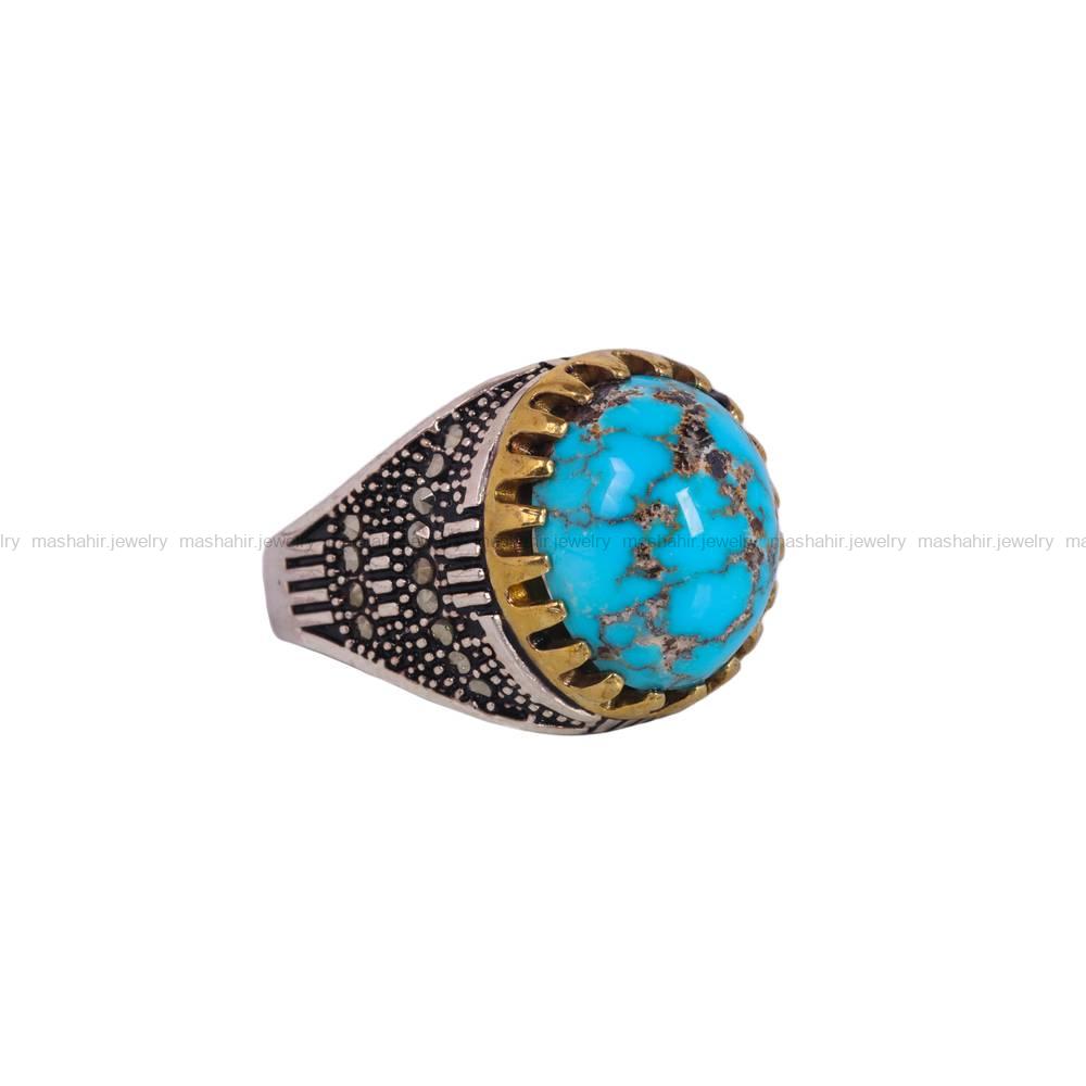 انگشتر فیروزه شجری مردانه کد 6500