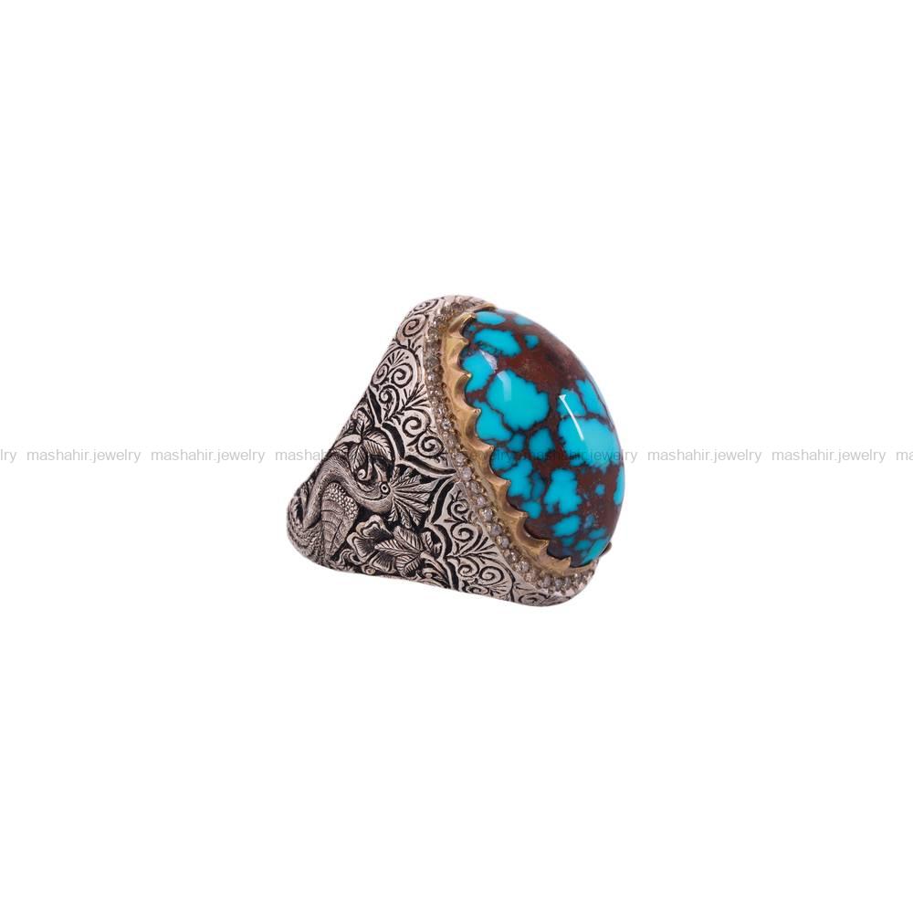 انگشتر فیروزه شجری مردانه کد 6393