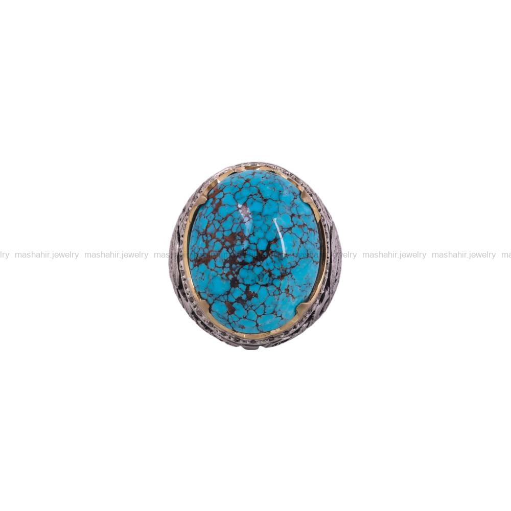 انگشتر فیروزه شجری مردانه کد 6396