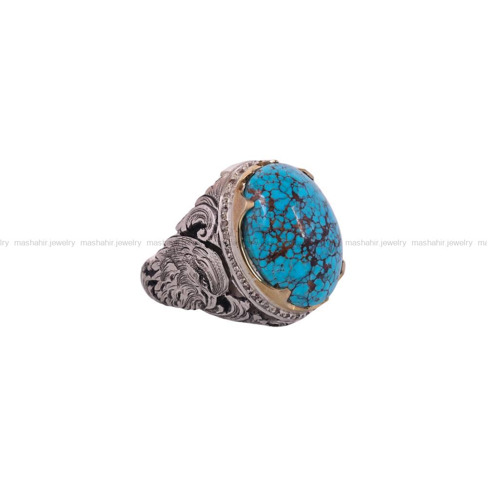 انگشتر فیروزه شجری مردانه کد 6396