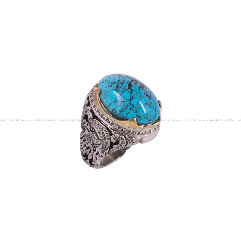 انگشتر فیروزه شجری مردانه کد 6396