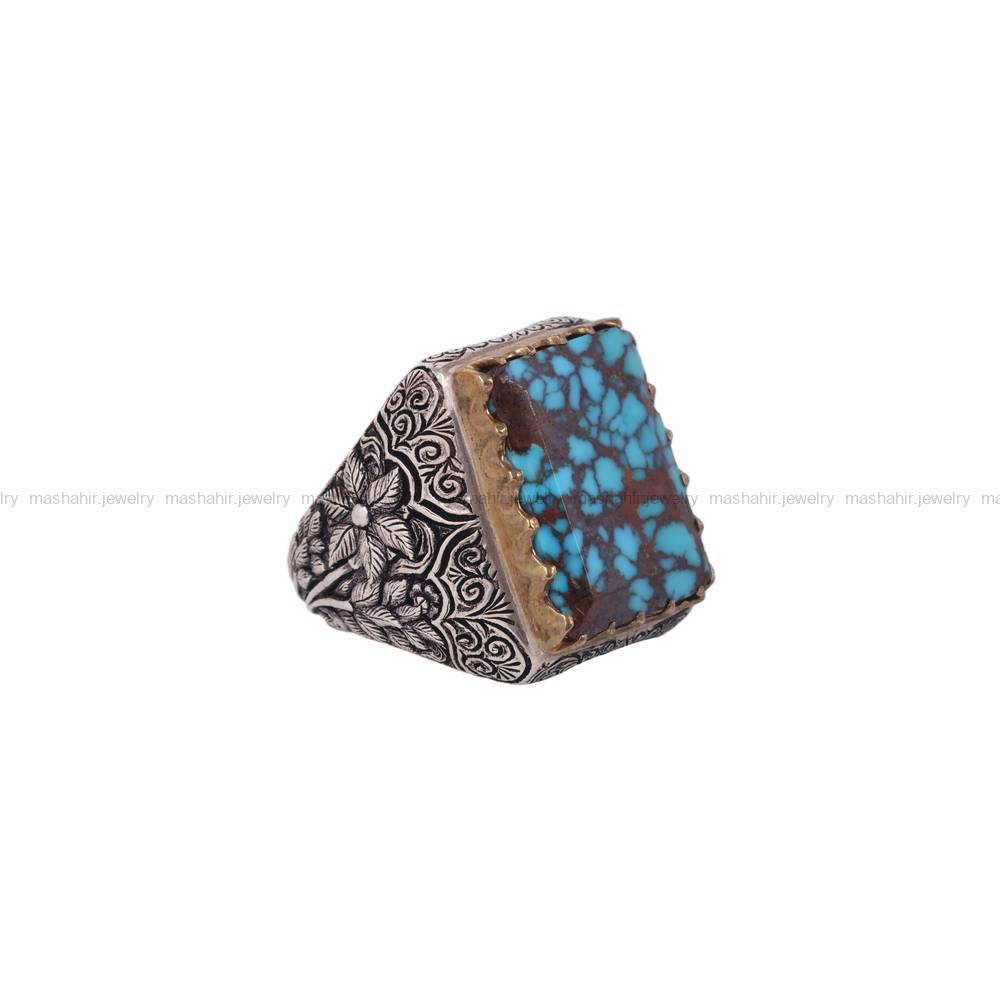 انگشتر فیروزه شجری مردانه کد 6404
