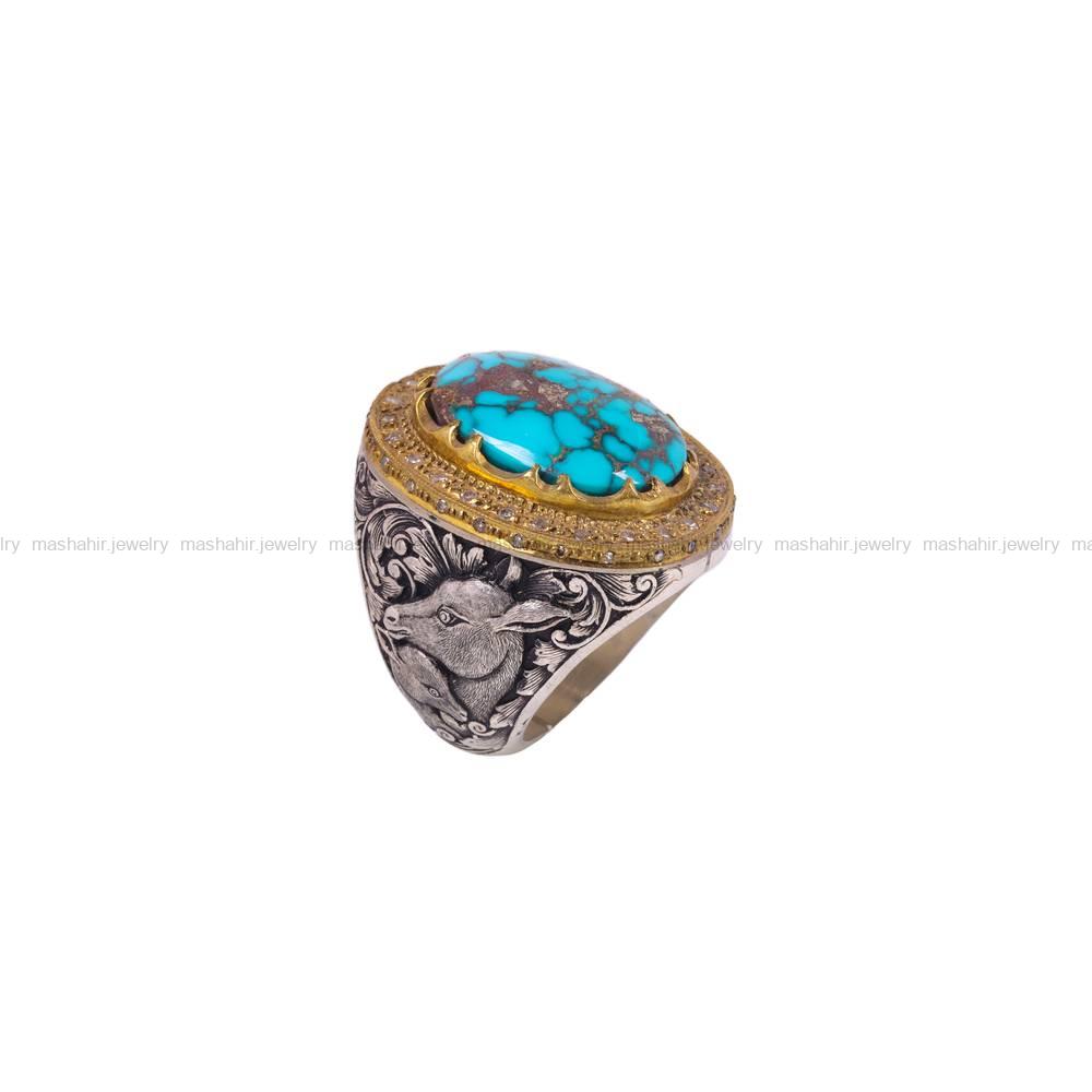 انگشتر فیروزه شجری مردانه کد 6409
