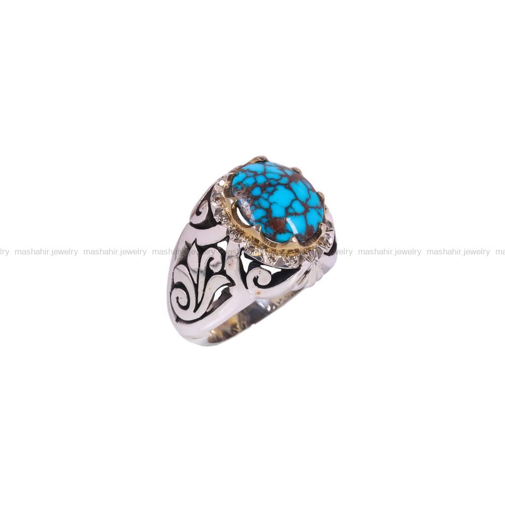 انگشتر فیروزه شجری مردانه کد 6415