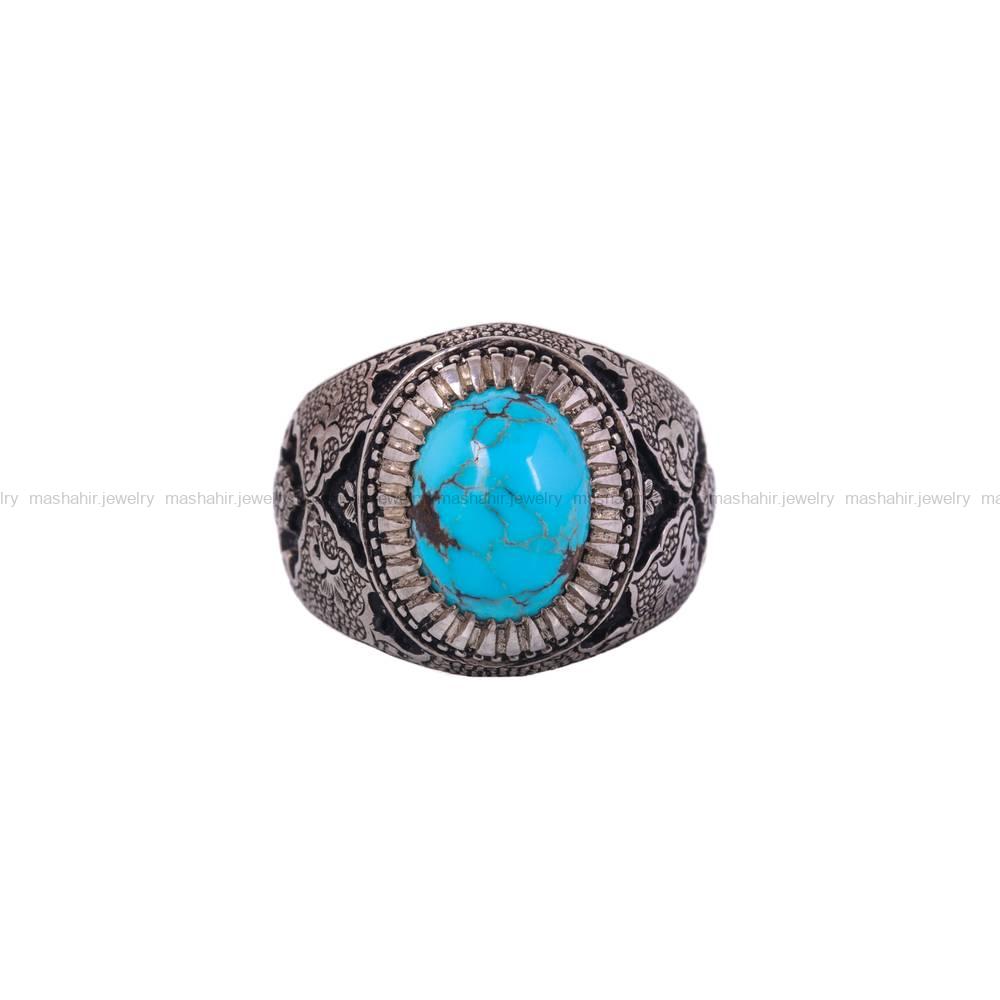 انگشتر فیروزه شجری مردانه کد 6416