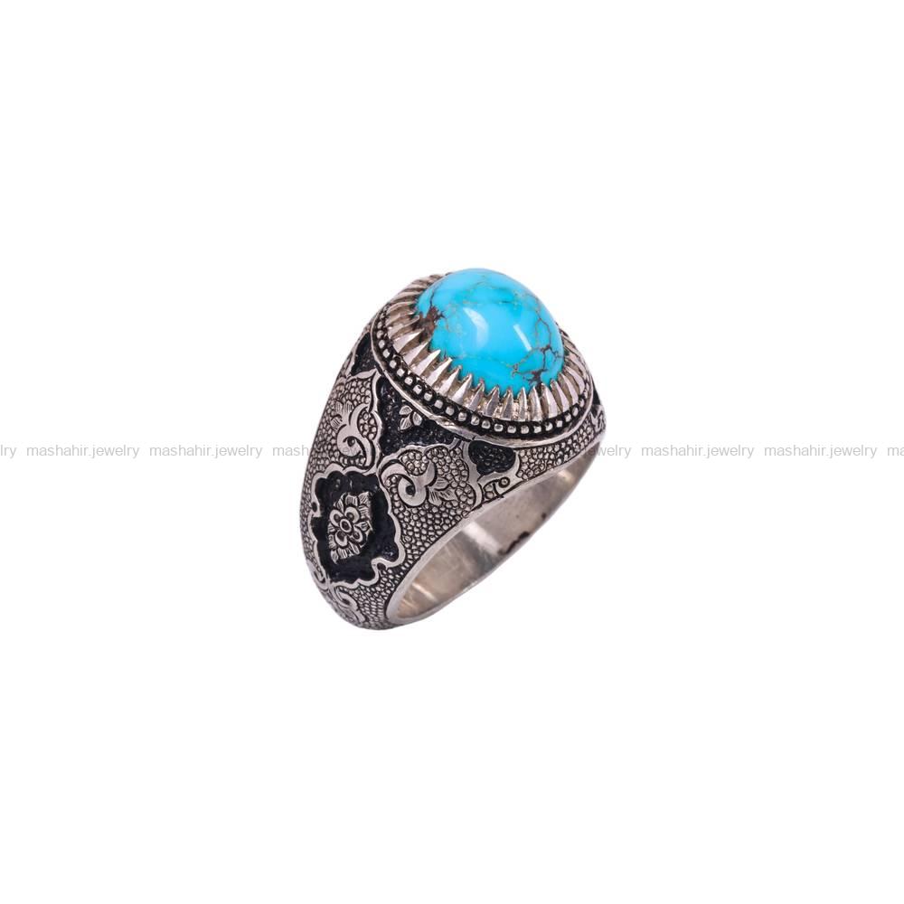 انگشتر فیروزه شجری مردانه کد 6416
