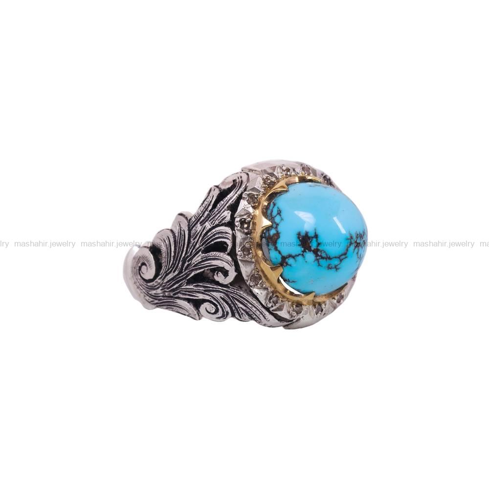 انگشتر فیروزه شجری مردانه کد 6418