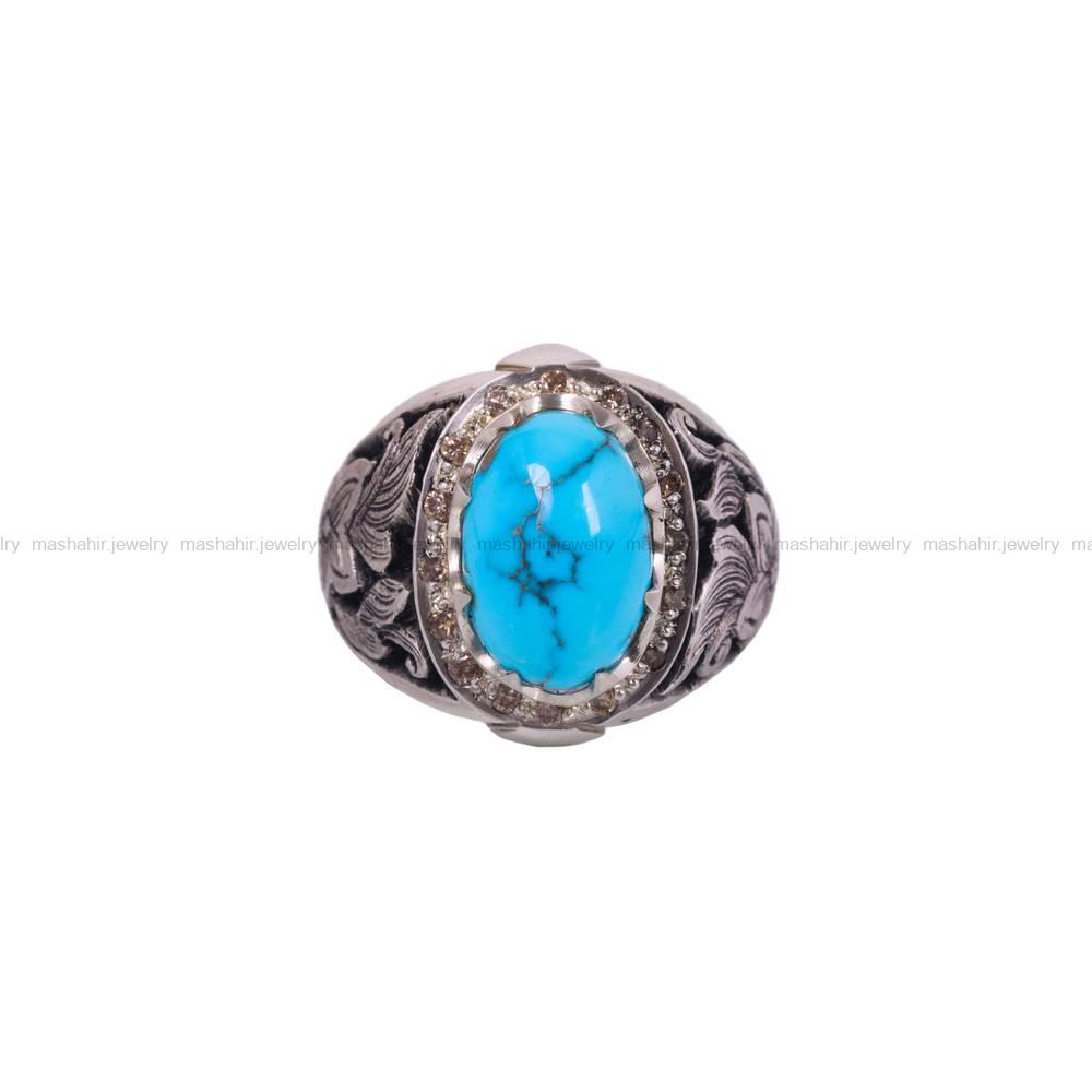 انگشتر فیروزه شجری مردانه کد 6419