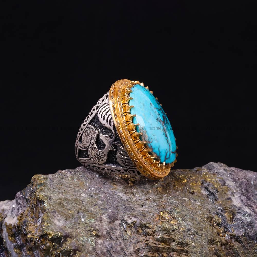 انگشتر فیروزه شجری مردانه کد 6390