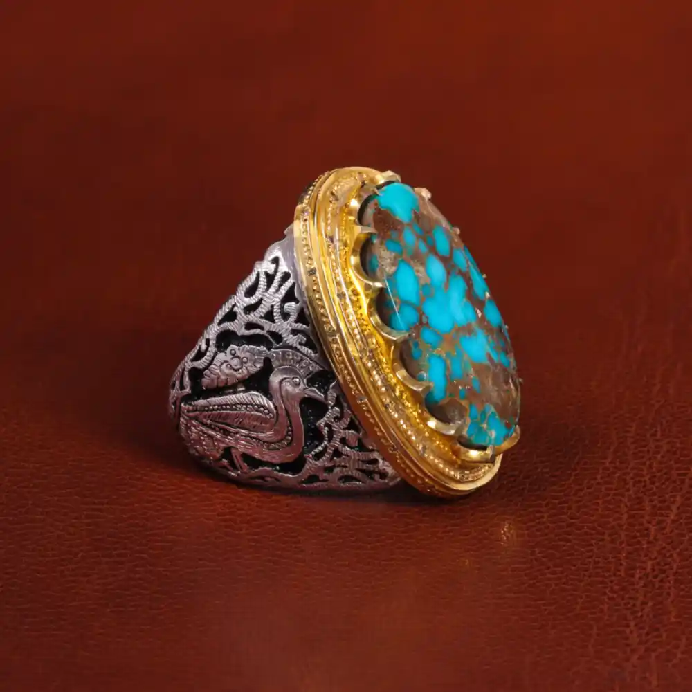 انگشتر فیروزه شجری مردانه کد 7136