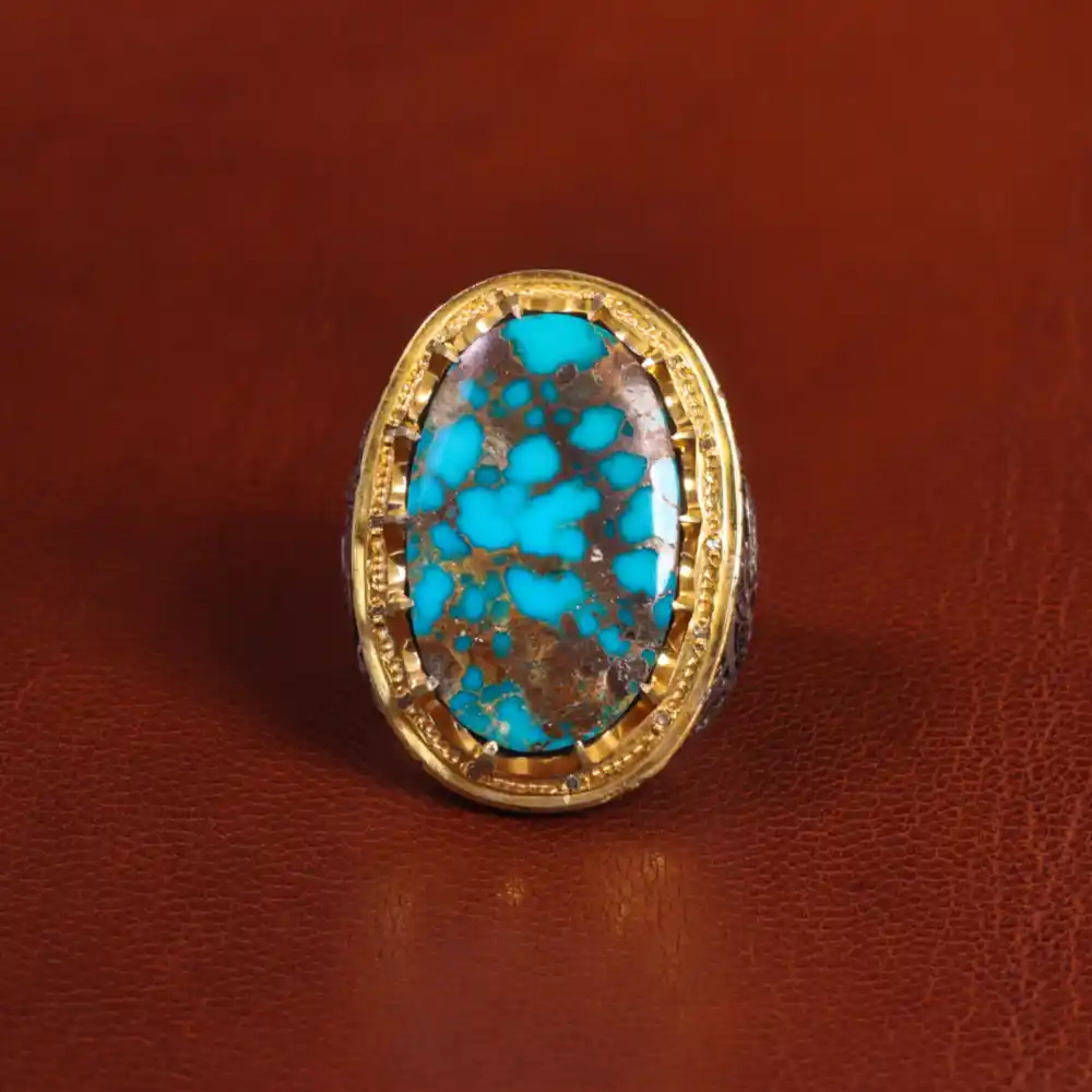 انگشتر فیروزه شجری مردانه کد 7136