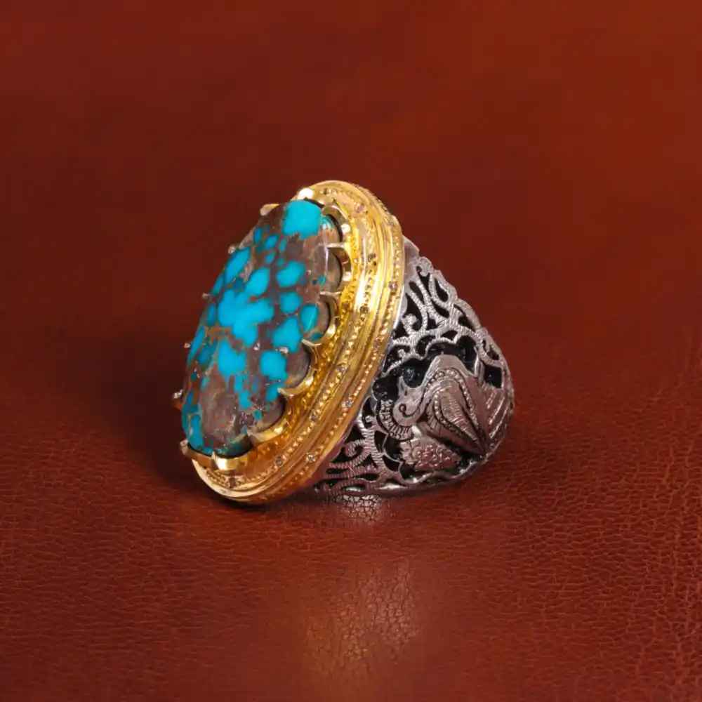 انگشتر فیروزه شجری مردانه کد 7136