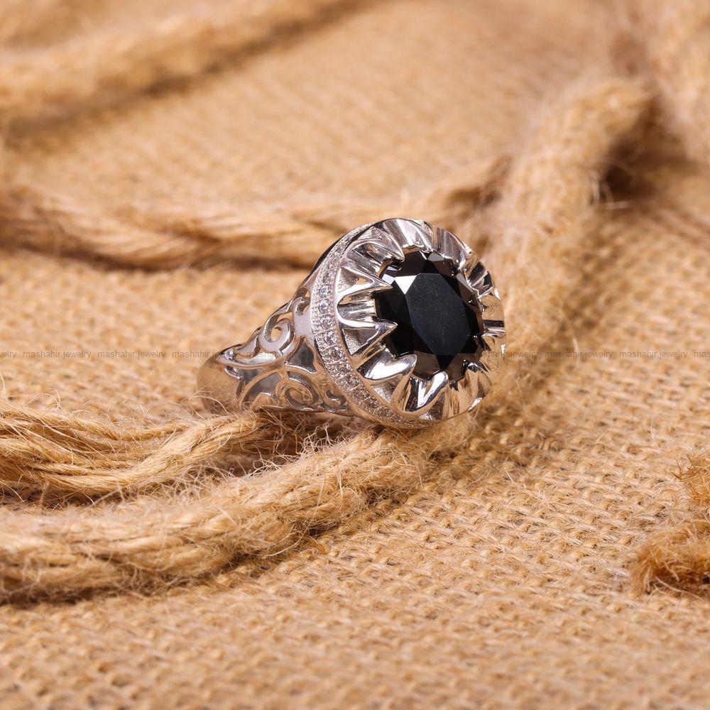 انگشتر طرح ياقوت کبود مردانه کد 7909