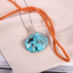 گردنبند فیروزه دست بافت زنانه کد 6922