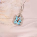 گردنبند فیروزه دست بافت زنانه کد 6925