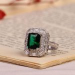 انگشتر طرح زمرد زنانه کد 7017