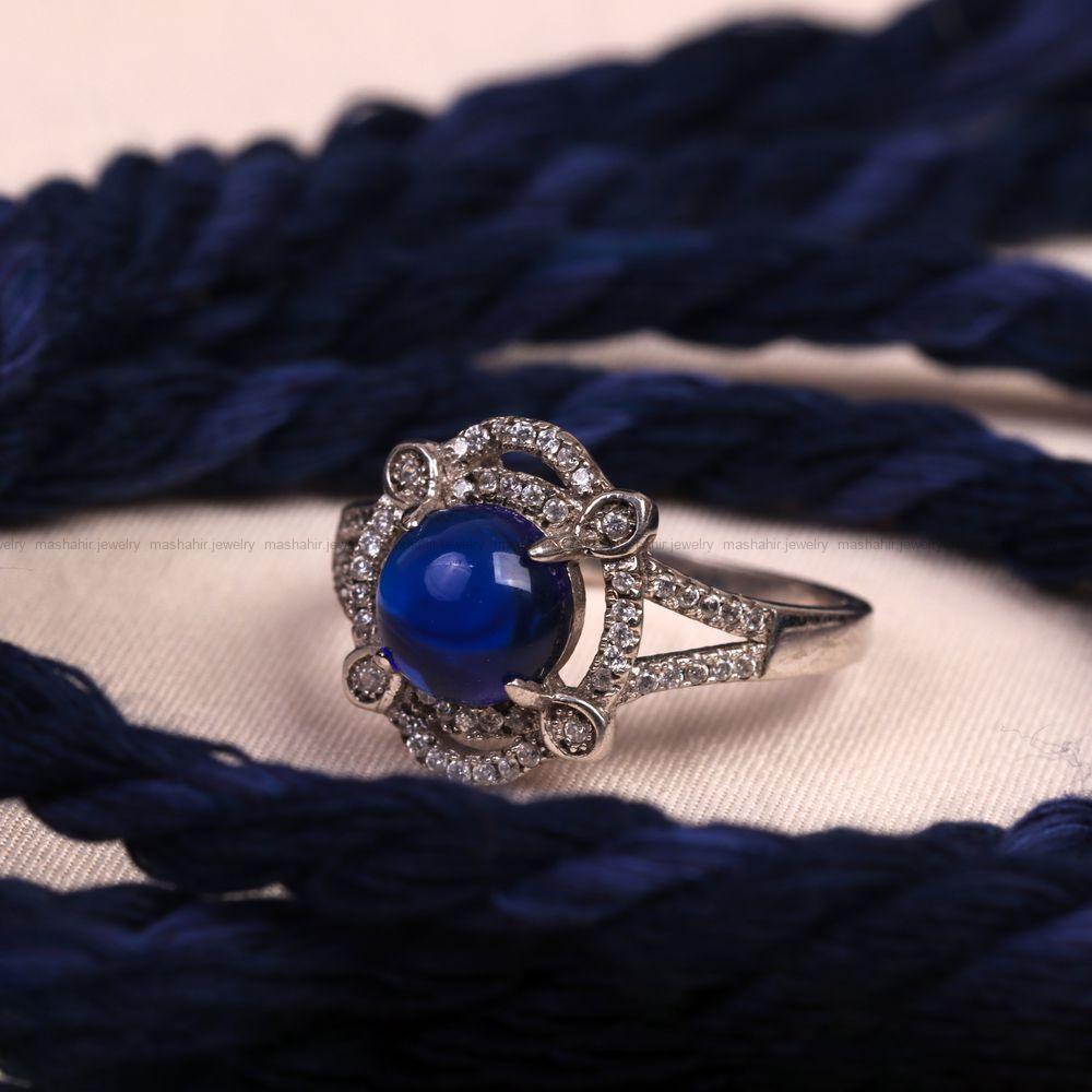انگشتر طرح یاقوت کبود زنانه کد 7078