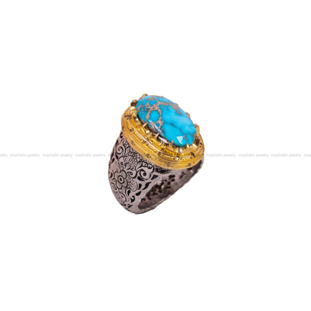 انگشتر فیروزه شجری مردانه کد 7129