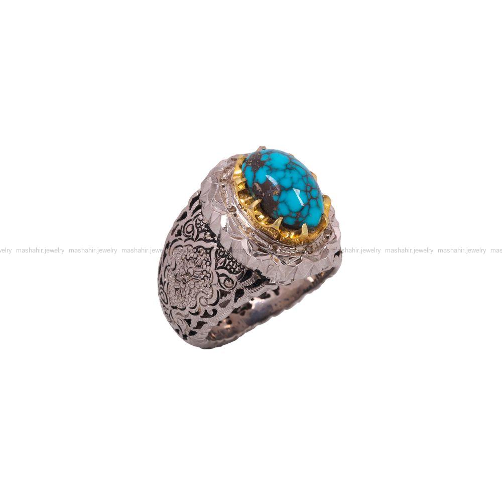انگشتر فیروزه شجری مردانه کد 7134