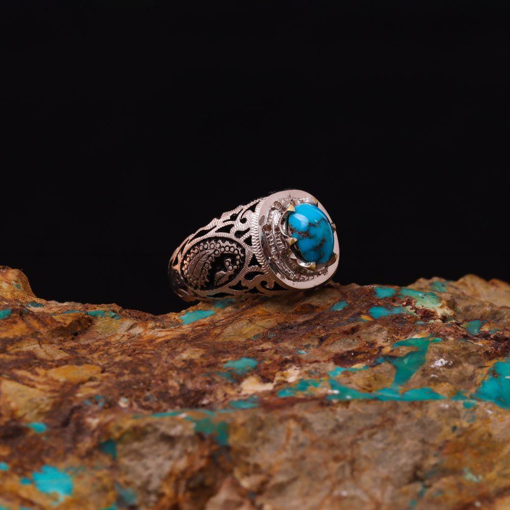 انگشتر فیروزه شجری مردانه کد 7146