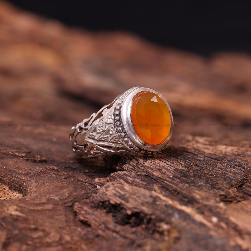 انگشتر عقیق یمن مردانه کد 7258