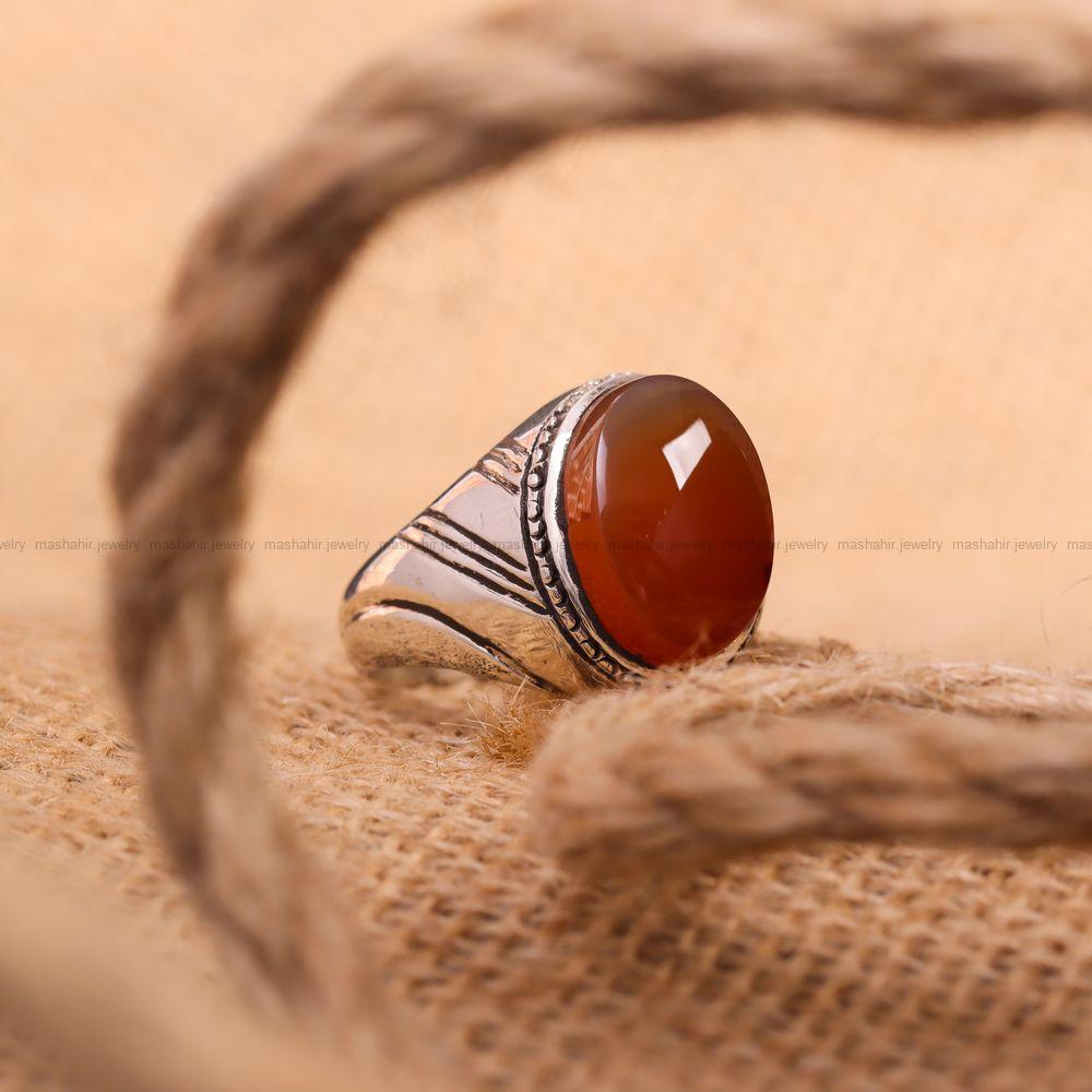 انگشتر عقیق یمن مردانه کد 7272