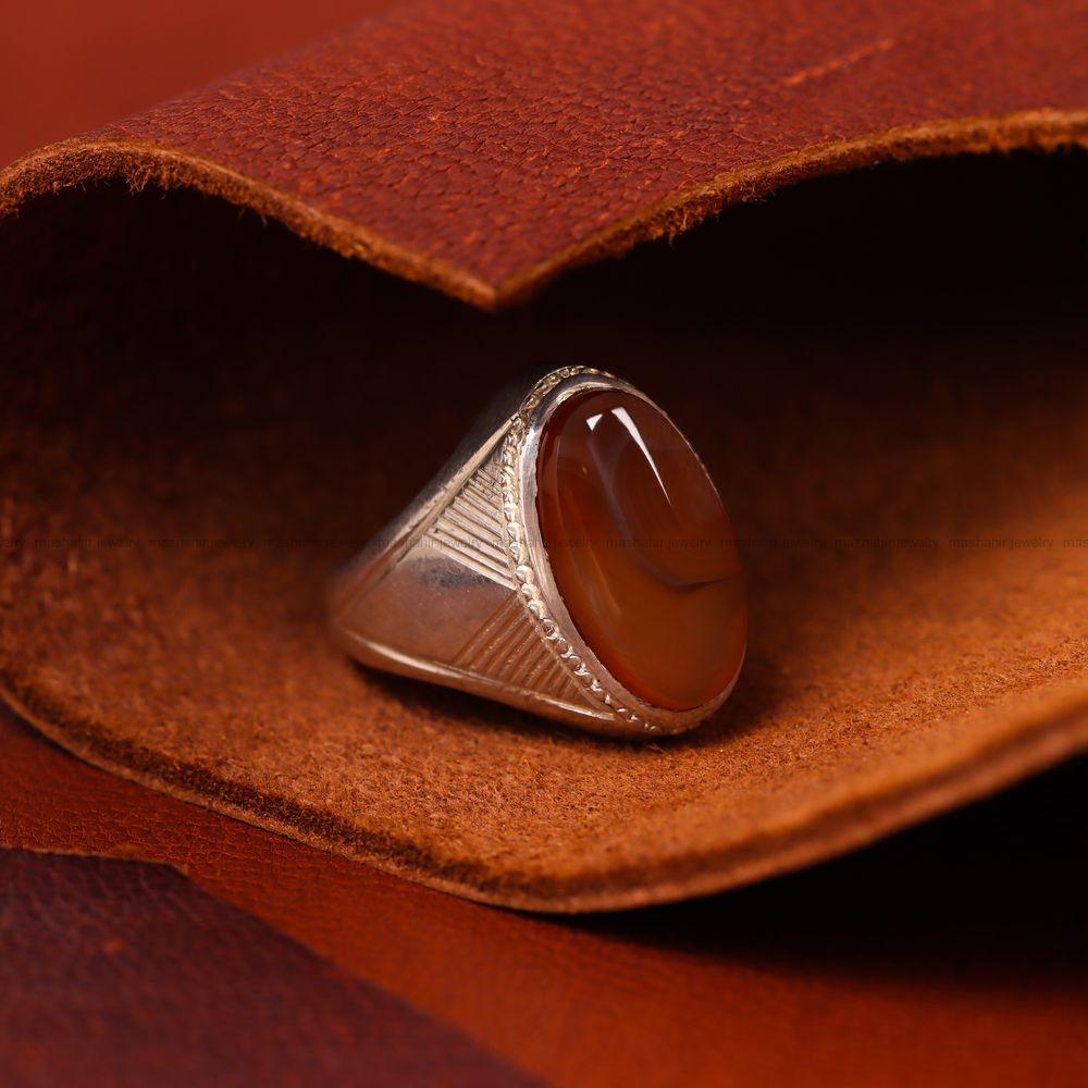 انگشتر عقیق یمن مردانه کد 7295