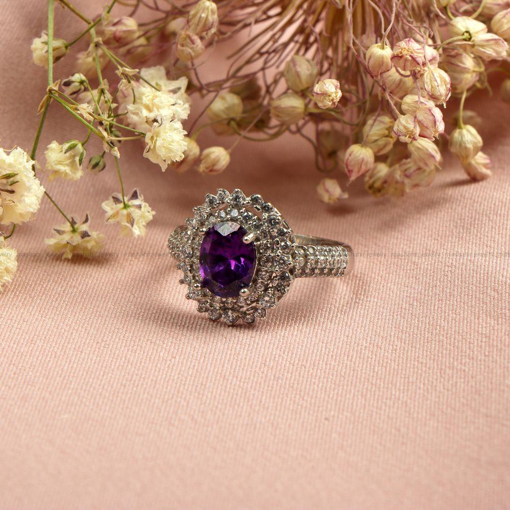انگشتر طرح آمیتیست زنانه کد 7338