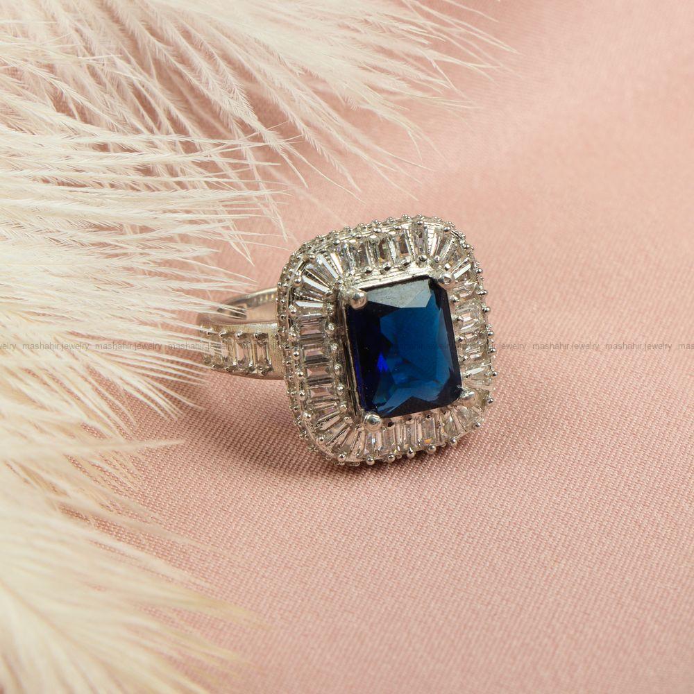 انگشتر طرح یاقوت کبود زنانه کد 7377