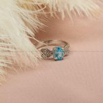 انگشتر توپاز آبی زنانه کد 7386