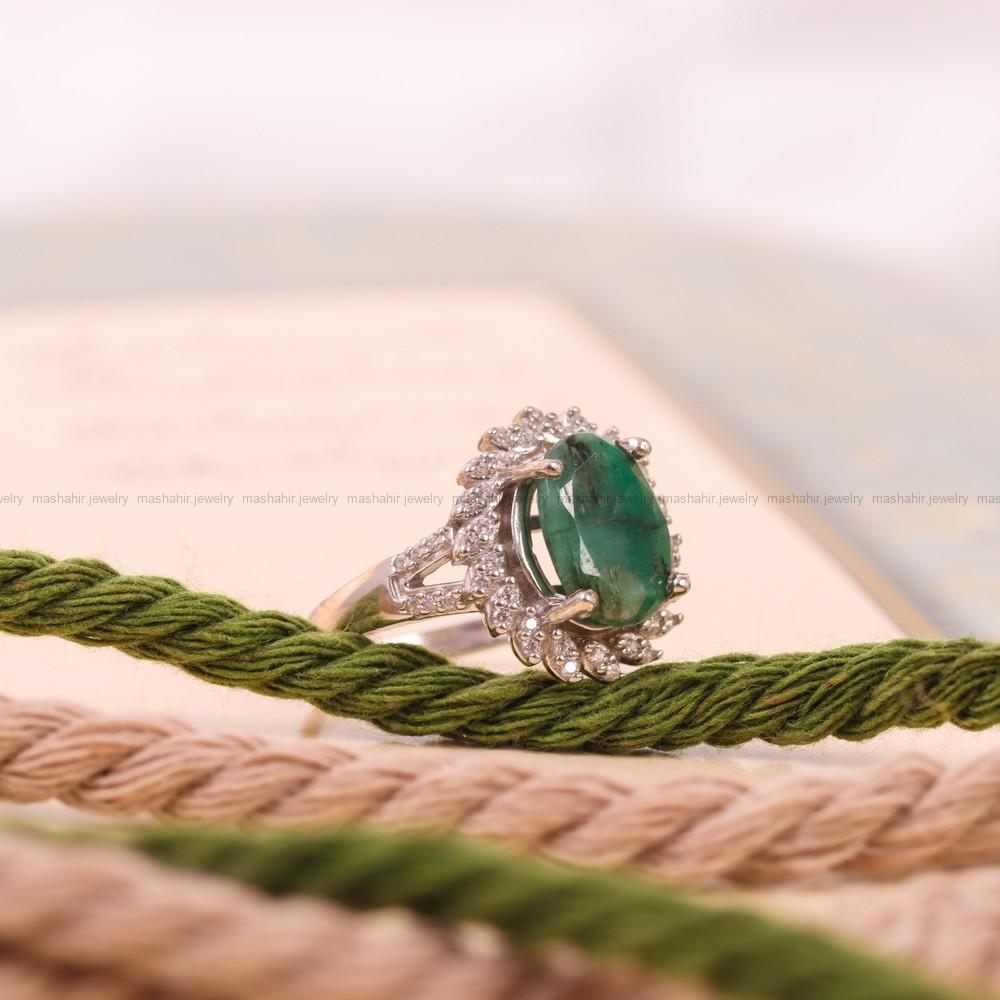 انگشتر زمرد زنانه کد 7449