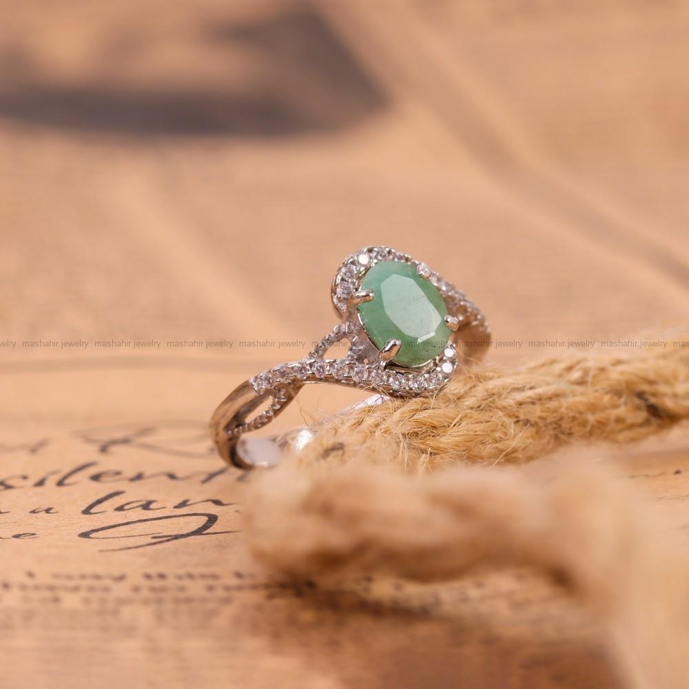 انگشتر زمرد زنانه کد 7457