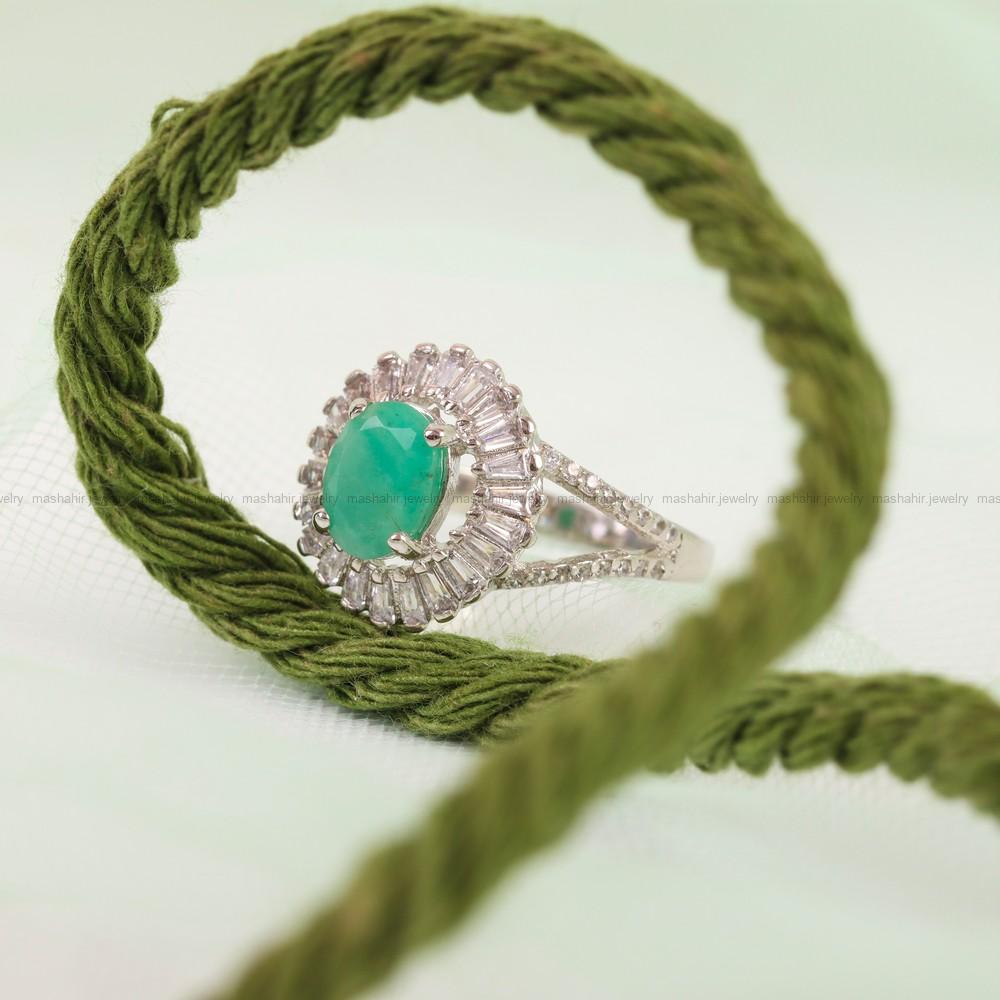 انگشتر زمرد زنانه کد 7459
