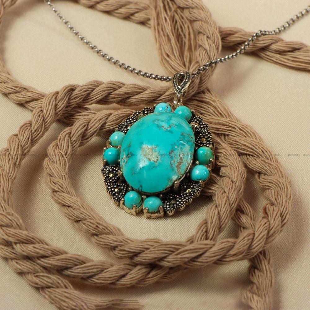 گردنبند فیروزه زنانه کد 7612