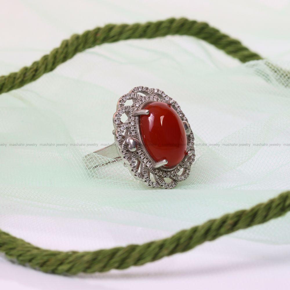 انگشتر عقیق زنانه کد 7745