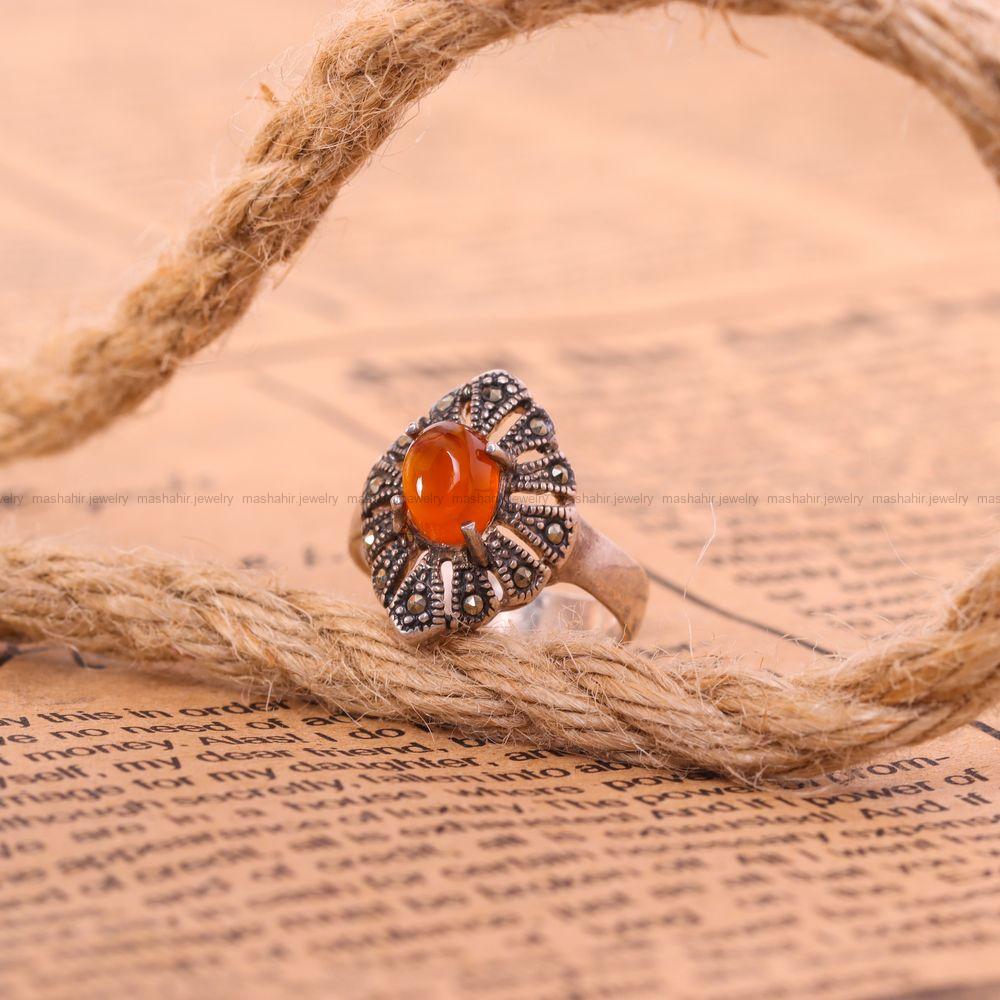 انگشتر عقیق زنانه کد 7782