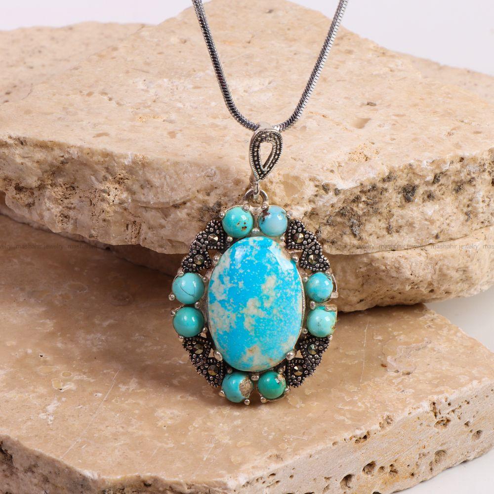 گردنبند فیروزه زنانه کد 8007