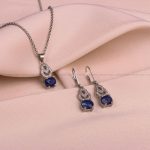 نیم ست یاقوت کبود زنانه کد 8054